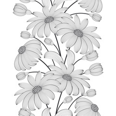 Seamless background with white flowers