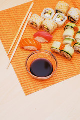 sushi and rolls