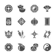 chinese new year icon set, vector eps10
