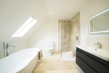 Fototapeta na wymiar Interior View Of Beautiful Luxury Bathroom