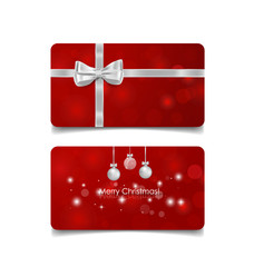 Holiday gift coupons with gift bows and christmas ball, vector i