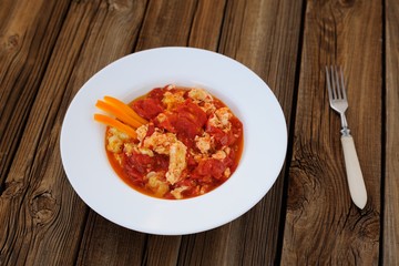 Chinese scrambled eggs with tomatoes