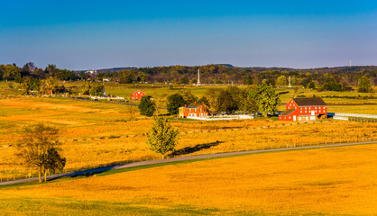 View of barns and farm fields from Longstreet Observation Tower