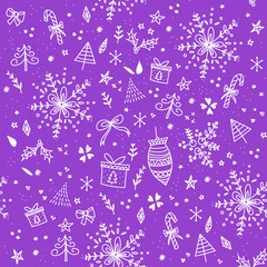New Year Seamless Pattern 23 - obrazy, fototapety, plakaty