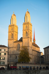 Fototapeta na wymiar Grossmunster Church in Zurich, Switzerland
