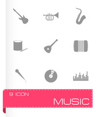 Vector black music icons set