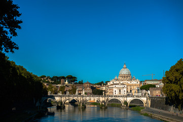 Obraz na płótnie Canvas St Peters basilica and river Tibra in Rome, Italy
