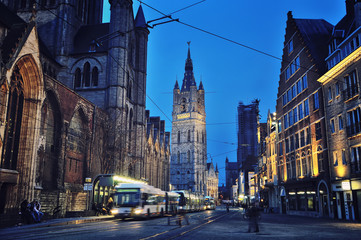 Fototapeta premium Ghent, located in the Flemish region at night