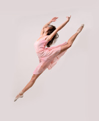 jumping professional ballet girl dancer - obrazy, fototapety, plakaty
