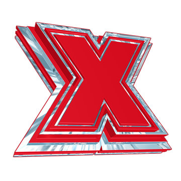 3D shiny X symbol  in red on white