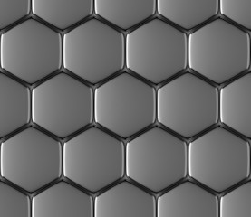 Metal surface of steel hexagons seamless background