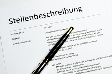 Stellenbeschreibung mit Füller