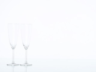 Two empty champagne glasses