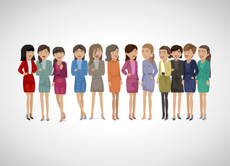 Fototapeta premium Group Of Business Women - Isolated On Gray Background