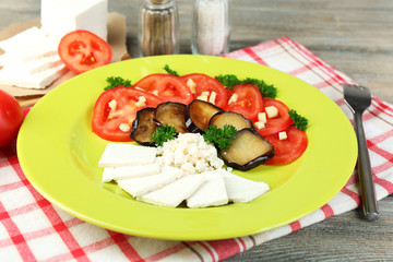 Eggplant salad with tomatoes and feta cheese,