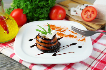 Eggplant salad with tomatoes and feta cheese