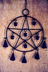 Pentagram wind chime with bells