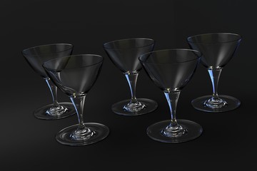 Martini glasses on a dark background, crystal.