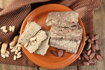 Two kinds of sunflower halva- with cocoa and peanuts