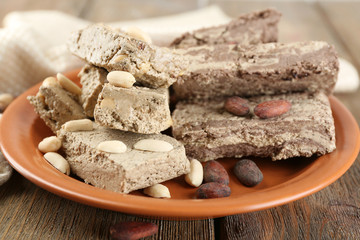 Two kinds of sunflower halva- with cocoa and peanuts