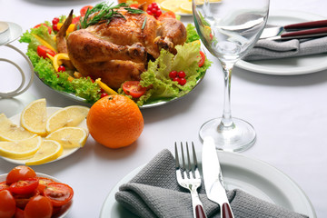 Baked chicken for festive dinner