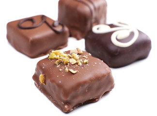 Sweet chocolate candies isolated on white background