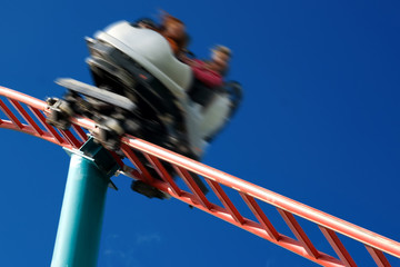 Roller coaster in amusement park