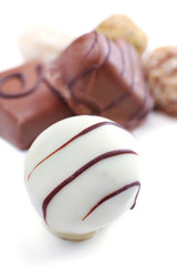 Various of sweet candies on white background