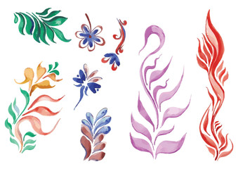 Naklejka premium watercolor flowers in different styles