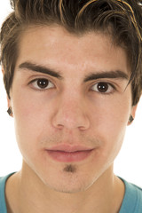 Obraz premium man head close earings looking