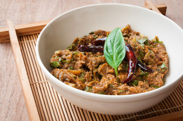 Larb Pla Duk, Minced Catfish Spicy Salad with Herbs, thai food