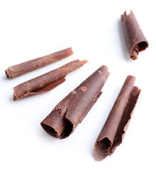 Chocolate curls isolated on white