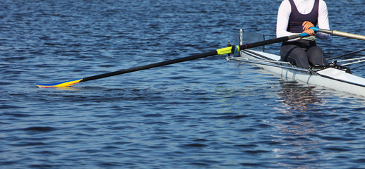 Athlete rower at the start. © Dzmitry Fedarovich