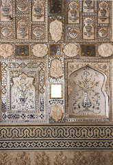 Detail of mirrored silver tiles inside the Amber fort
