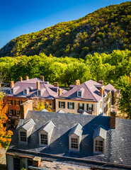 View of historic buildings on Shenandoah Street in Harpers Ferry