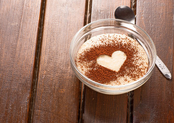Grits with cocoa heart on top