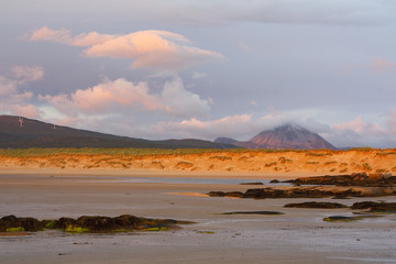 Mt Errigal as seen from a beach near Bunbeg in Donegal, Ireland.