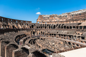 Fototapeta na wymiar View to the amphitheater inside of Colosseum in Rome, Italy