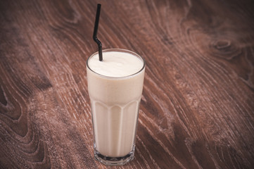 banana milkshake milk shake in glass