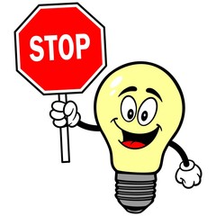 Light Bulb with Stop Sign