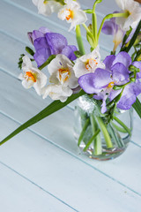 fresh spring daffodil in glass on table