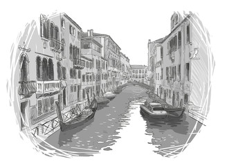 Venice canal vector sketch
