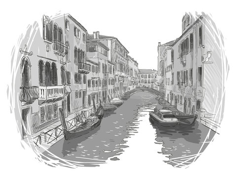 Venice Canal Vector Sketch