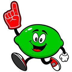 Lime Running with Foam Finger