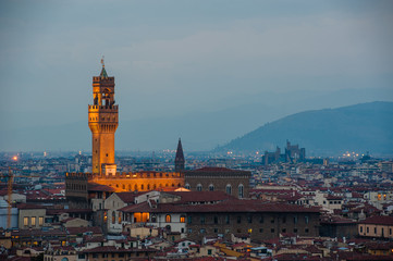 Night panorama of Florence. View ot top.
