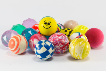 Fototapeta na wymiar group of colorful bouncing balls toy