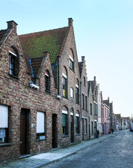 Medieval style houses in a street of Bruges, West Flanders