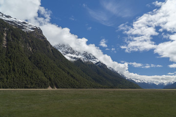 Mountains and grassland. New Zealand
