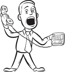 whiteboard drawing - businessman answering telephone