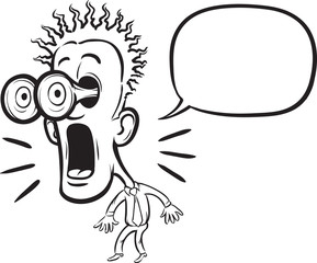 whiteboard drawing - cartoon surprising businessman with speech